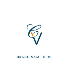CV logo. C V design. White CV letter. CV, C V letter logo design. Initial letter CV linked circle uppercase monogram logo.