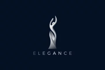 Fotobehang Woman Girl Elegant Fashion Logo Design Vector. Grace Elegance Luxury Female Statue Metallic Figure Logotype © sellingpix