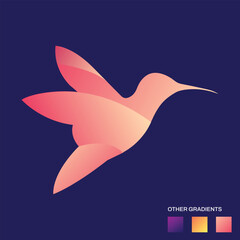 Modern Smooth bird logo design in premium gradient style with blue backdrop, editable vector