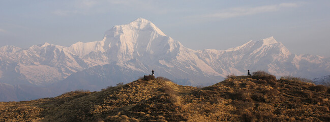 Dhaulagiri on a spring morning, view from Muldai View Point. - obrazy, fototapety, plakaty