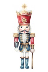 Watercolor Nutcracker on Clean White Background
