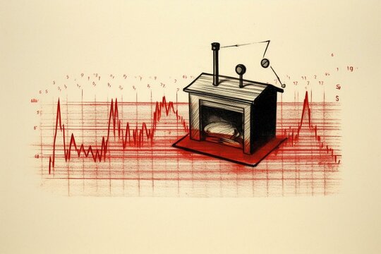 An illustration depicting a chart drawn by a seismograph or lie detector. Generative AI