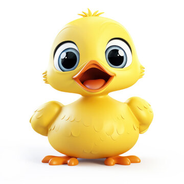 Cute Cartoon Duck Isolated On a White Background 