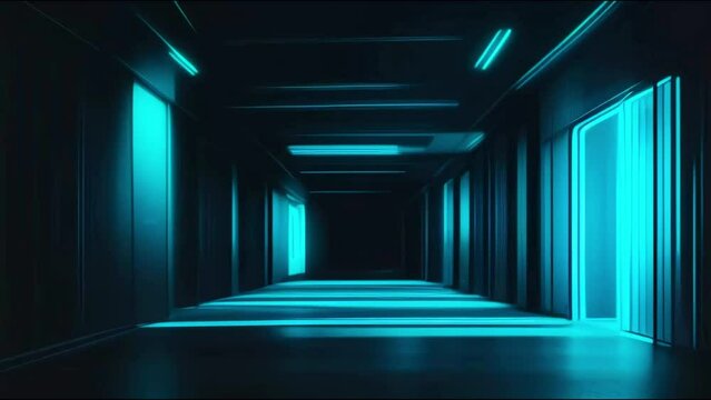 Cyberpunk futuristic abstract corridor made of colourfull neon lights ai generated looping video