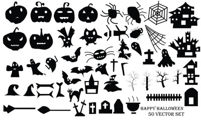 set of halloween icons vector.