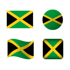 Vector Jamaica National Flag Icons Set