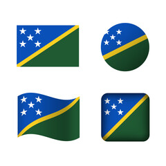 Vector Solomon Islands National Flag Icons Set