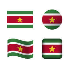 Vector Suriname National Flag Icons Set