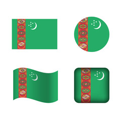 Vector Turkmenistan National Flag Icons Set