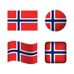 Obraz premium Vector Norway National Flag Icons Set