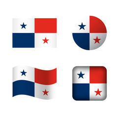 Vector Panama National Flag Icons Set