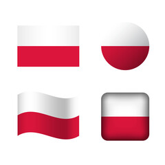 Vector Poland National Flag Icons Set