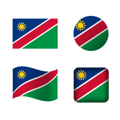 Vector Namibia National Flag Icons Set