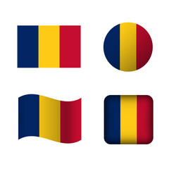 Vector Chad National Flag Icons Set
