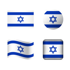 Vector Israel National Flag Icons Set