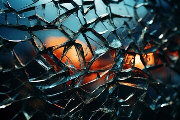 A close-up of shattered glass from a demolished building. - obrazy, fototapety, plakaty