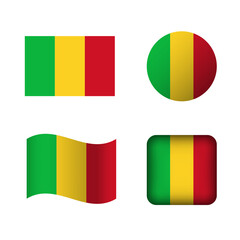 Vector Mali National Flag Icons Set