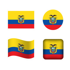 Vector Ecuador National Flag Icons Set