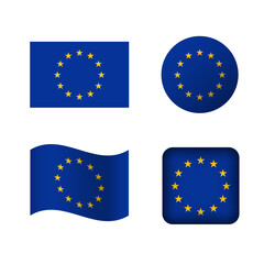 Vector European Union Flag Icons Set