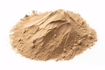 Isolated pile of stunningly arid beach sand on pure white.