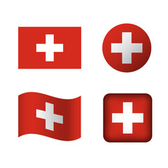 Vector Switzerland National Flag Icons Set