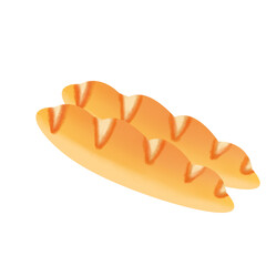 bread, roll, croissant, long loaf, food, cookie, cartoon, fun