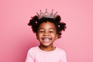 Happy little black girl in crown