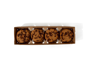 Oatmeal chocolate chip cookies isolated on a white background. Classic oatmeal cookies with chocolate.