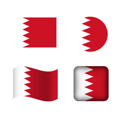 Vector Bahrain National Flag Icons Set