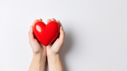 Fototapeta premium close up of hands with red heart. Generative AI