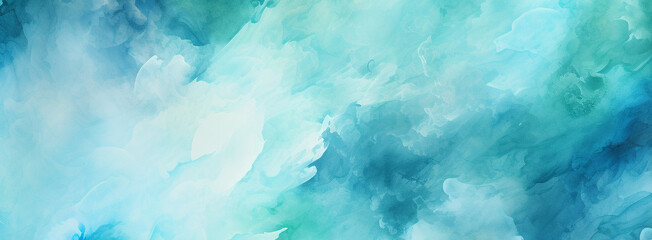 Blue turquoise turquoise-mint bluish-white abstract watercolor. Colorful artistic background. Light pastel. Brush spray. - obrazy, fototapety, plakaty