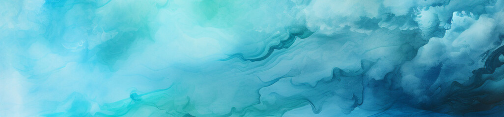 Blue turquoise turquoise-mint bluish-white abstract watercolor. Colorful artistic background. Light pastel. Brush spray. - obrazy, fototapety, plakaty