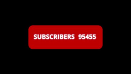 red subscriber button counting to 100 Thousand. 100K subscriber count animation. Increasing subscribers count animation.