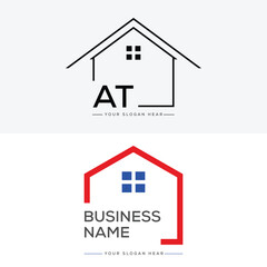 Initial Creative Real Estate AT Logo Icon, Unique AT Building Logo.Professional, Construction Logo Design for AT Construction 


