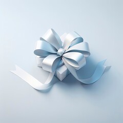 Elegant Blue white Ribbon and bow for gifting invitations greeting cards Packaging templates with Blank Empty Copy space Premium Ribbon Rich Ribbon Tie knot Background