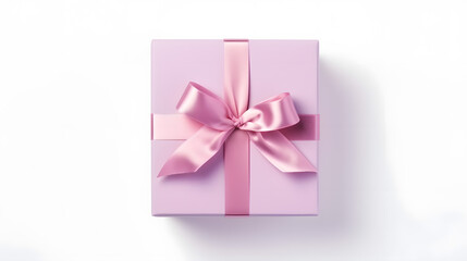 Pink Gift Box with Satin Ribbon Top View