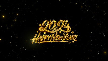 Golden 2024 Happy New year Blast text beautiful Title animation shine flickering firework bokeh background. celebration glittering Holiday. holiday. Countdown new year 2024 festival party time event - Powered by Adobe