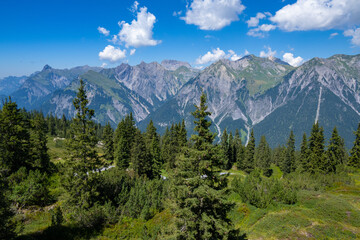 Fototapeta premium View from the Muttersberg, City of Bludenz, Walgau Valley, State of Vorarlberg, Austria