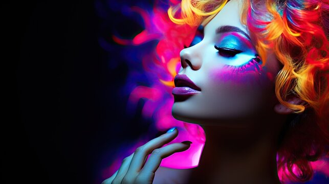 Woman with glowing makeup