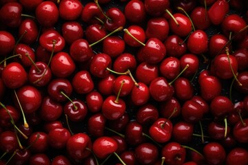 Top view of fresh cherries