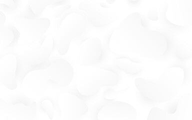 White fluid background. Liquid shapes with soft shadow. Smooth light elements. Clean design template for website, poster or presentation. White 3d clouds. Vector illustration