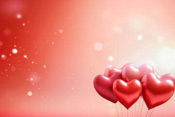 Valentine day background with heart shaped balloons.