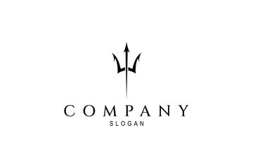 Trident logo silhouette design template flat