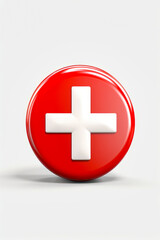 Obraz premium Red button with white cross on it's side.