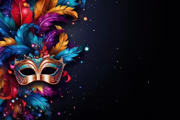 Foto op Canvas Venice Carnival Masks on Vibrant Background © Francesco