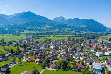 Fototapeta na wymiar Village of Satteins in the Walgau Valley, State of Vorarlberg, USA