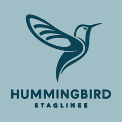 Simple flying abstract hummingbird logo design template illustration inspiration