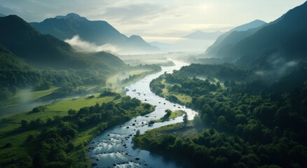 aerial view of river in iceland