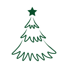 Christmas tree. Christmas tree silhouette on white. Vector