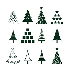 Christmas trees. Set of Christmas trees of different shapes on white. Vector illustration